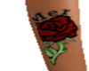 Mer red rose arm tattoo