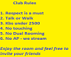 Sun Club Rules Sign