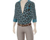 blue casual suit set