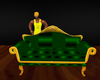 COUCH GREEN N GOLD