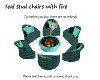 Teal stud chairs & fire