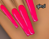 q! neon pink nails