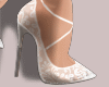 E* White Lace Heels