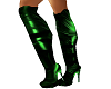 Green Leather High Boots