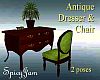 Antq Dresser w/Chair Grn