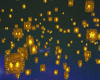 Floating golden lanterns