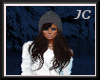 JC~Long Black Hair w Hat