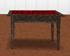 Iron table with red silk