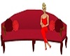 red family couch
