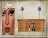 J~WOODEN DRESSER W LAMPS