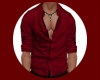 Red Button Up Top M