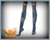 Patched Denim High Boots