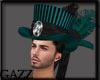 top hat ,teal/feathers
