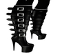 Black Leather Heel Boots