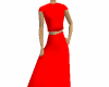 red top and  long skirt