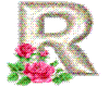 R WITH ROSES AND GLITTER