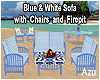 Blu & Wht Patio Sofa Set