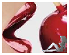 [c] lips licking apple
