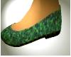 Flat green flower shoes