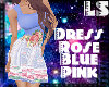 Dress Blue Rose Pink