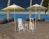 Beach chairs + Umbrellas