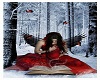 goth in snow wearing red