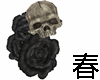 839SkullRoseBlk黑玫瑰