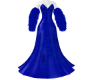 N/Blue Silk Dress w/ fur