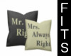 mr and mrs right pillows