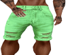 Green Rip Jean Shorts