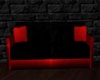 RED N BLK SUADE SOFA