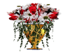 red floral vase