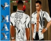 muscle polo rose white