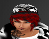 Skull hat+Red/black hair