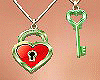 Gold Necklace Heart Key