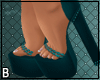 Teal Bow Back Open Toe