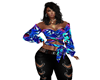 Blusa azul estampada