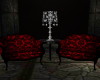 Red/Blk2 2chairs & lamp