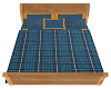 Blue plaid poseless bed