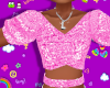 Pink Sparkly Puff Top