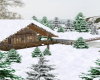 Winter cabin in the wood