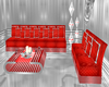 Red Silver Sofa Set