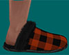 Orange Slippers Plaid M