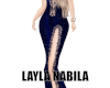 LN; DARK BLUE DRESS