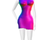 a high-cut rainbow dress