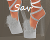 Silver Fluffy Heels