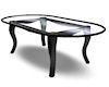 !Oval glasstop table blk