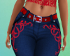 Red Scroll Jeans
