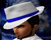 White Hat with Blue Trim