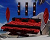 BlkRed Marble PLess Bed
